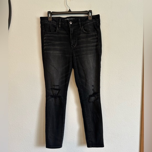 American Eagle Black Super Stretch Jogging Size 12 - Picture 1 of 9